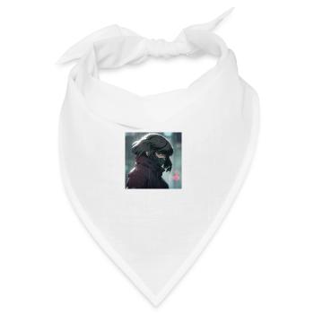 Kybernetische Rätsel: Schönes Anime-Mädchen mit einem - Bandana Dreieckstuch - Weiß - Vorne