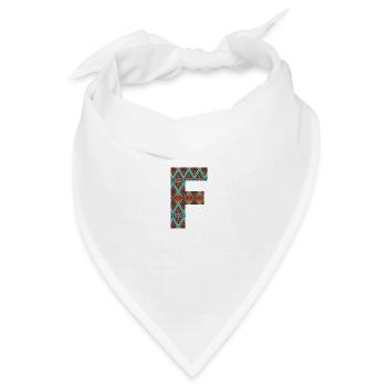 Buchstabe F - Boho-Design, buntes Monogramm - Bandana Dreieckstuch - Weiß - Vorne