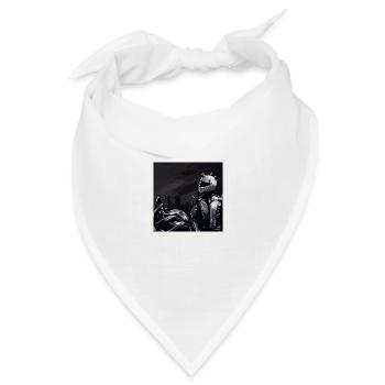 Motorrad Bleistiftzeichnung - Bandana Dreieckstuch - Weiß - Vorne