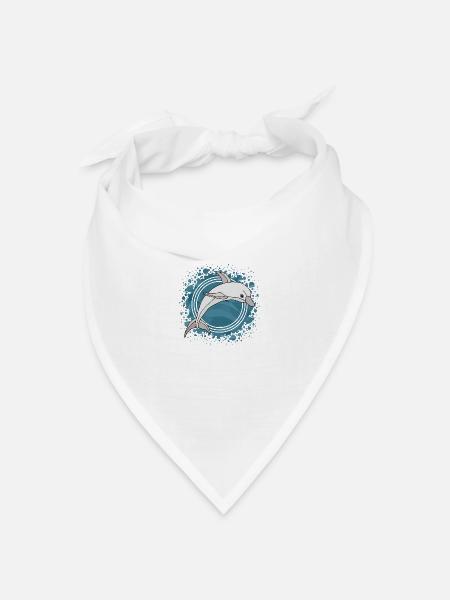 Delfin - Bandana Dreieckstuch - Weiß