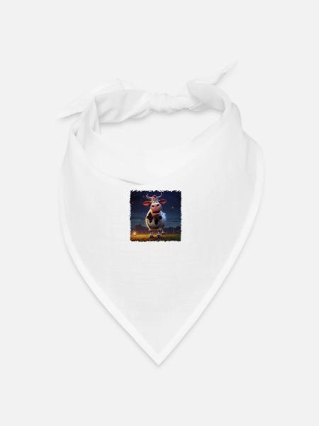 verrückte Kuh - Bandana Dreieckstuch - Weiß