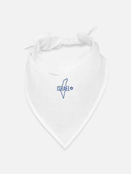 Landkarte von Israel - Bandana Dreieckstuch - Weiß