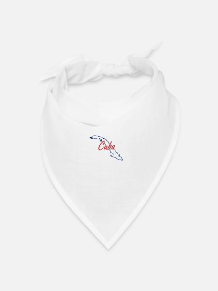 Karte von Kuba - Bandana Dreieckstuch - Weiß