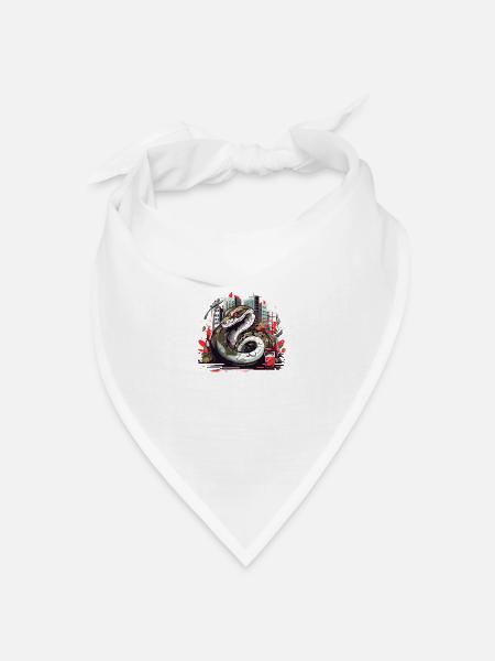 Schlange auf der Straße | Stadtschlange - Bandana Dreieckstuch - Weiß