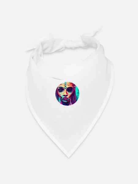 Abstract - Skull Woman - Bandana Dreieckstuch - Weiß