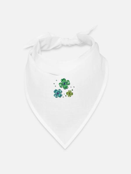 Kleeblätter - Bandana Dreieckstuch - Weiß
