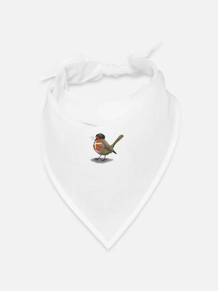Baskisches Rotkehlchen - Bandana Dreieckstuch - Weiß