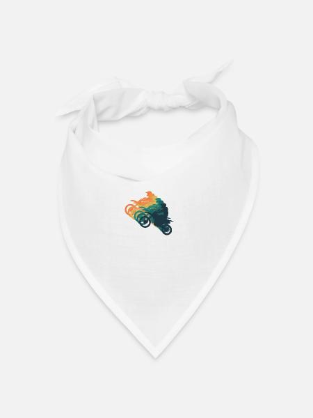 Retro-Motorrad - Bandana Dreieckstuch - Weiß