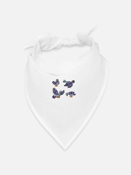 Karikatur-Tauben - Bandana Dreieckstuch - Weiß