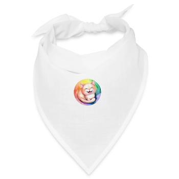 Regenbogenkatze - Bandana Dreieckstuch - Weiß - Vorne