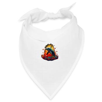 Der Delphin springt aus seinem Element - Bandana Dreieckstuch - Weiß - Vorne