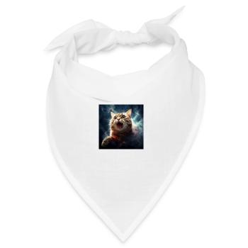 Galaktischer Katzenwahnsinn - Bandana Dreieckstuch - Weiß - Vorne
