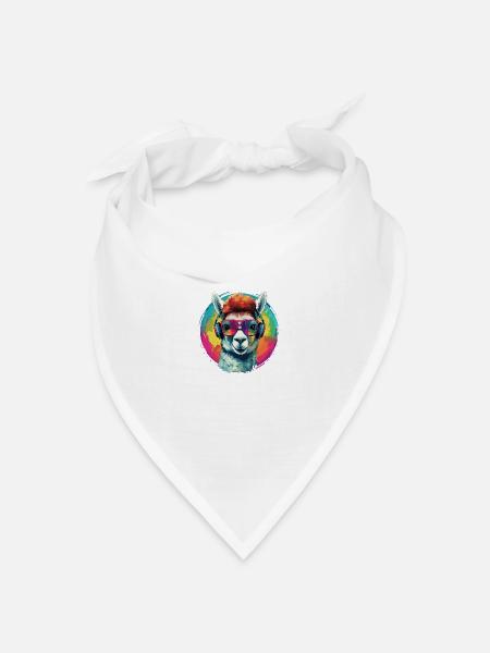 Verrücktes Alpaka Rainbow-Art - Bandana Dreieckstuch - Weiß