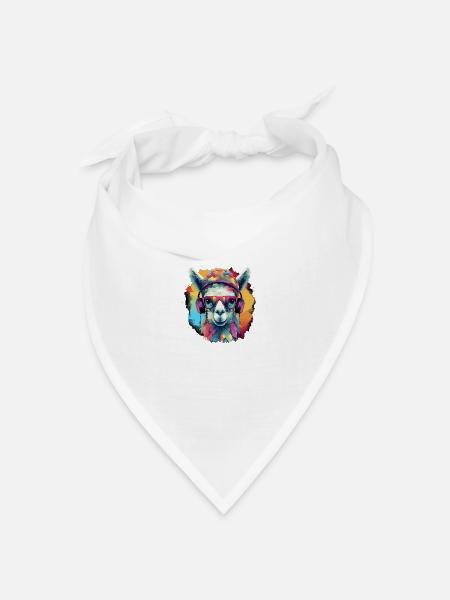 Buntes Alpaka Graffiti-Art - Bandana Dreieckstuch - Weiß