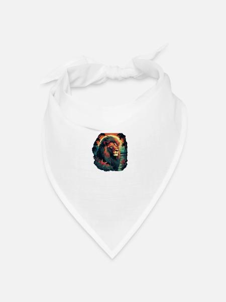 Löwenzauber im Sonnenuntergang: Exotisches Design - Bandana Dreieckstuch - Weiß