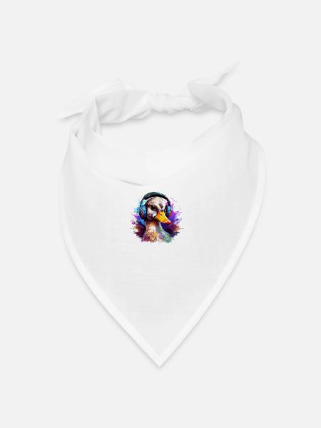 Funky Ente mit Kopfhörer Graffiti-Style - Bandana Dreieckstuch - Weiß