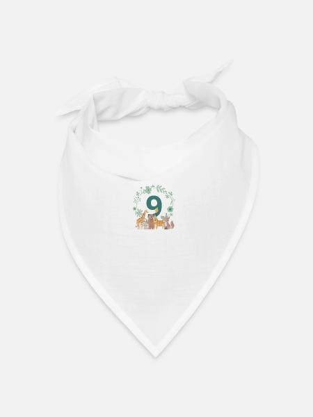 9. Jubiläum - Tiere zum neunten Jubiläum - Bandana Dreieckstuch - Weiß