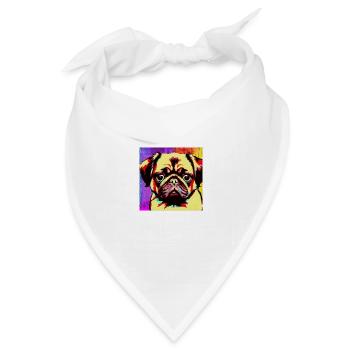 Mops Pop Art - Bandana Dreieckstuch - Weiß - Vorne