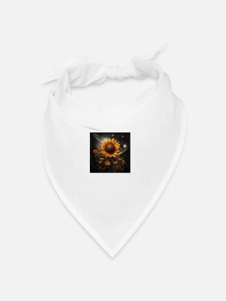 Sonnenblume - Bandana Dreieckstuch - Weiß