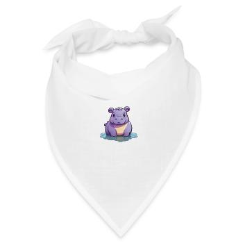 Flusspferd - Bandana Dreieckstuch - Weiß - Vorne