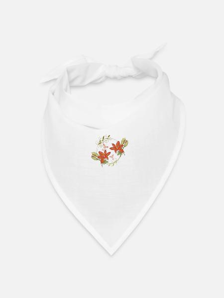 Lilienblüten - Bandana Dreieckstuch - Weiß