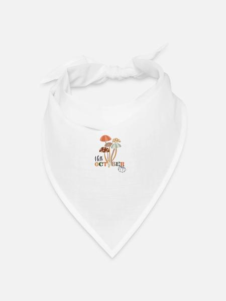 Hallo Oktober Herbst Herbst Retro Pilz Ästhetik - Bandana Dreieckstuch - Weiß