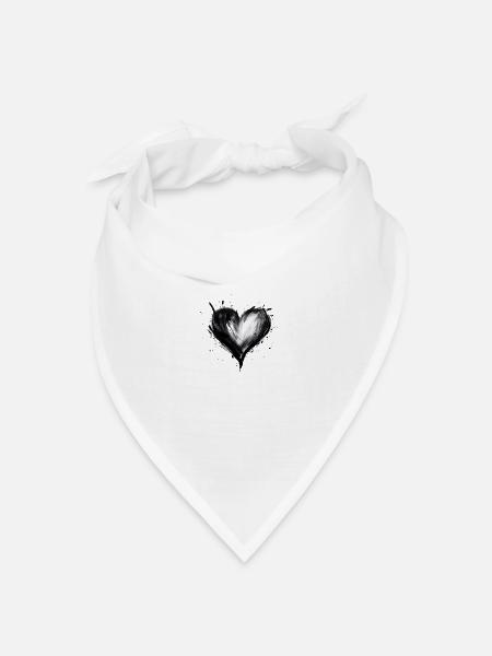 Herz - Bandana Dreieckstuch - Weiß