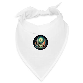 Raketenstart im Retro-Cartoon-Stil - Bandana Dreieckstuch - Weiß - Vorne