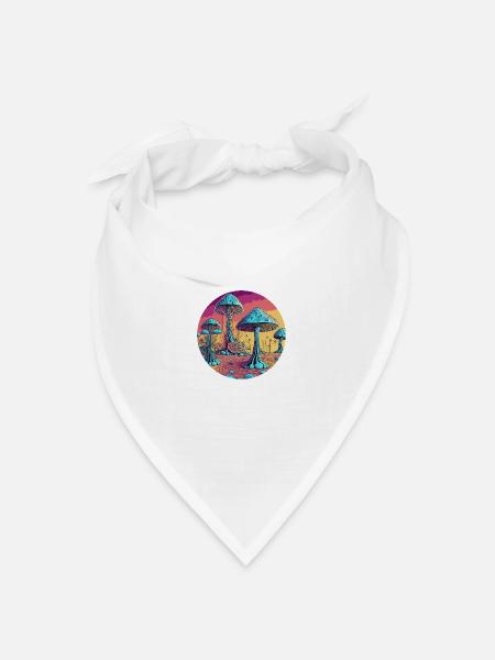 Psychedelisches Pilzbaumtal - Bandana Dreieckstuch - Weiß