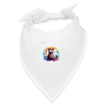 der Otter im bunten Schein - Bandana Dreieckstuch - Weiß - Vorne