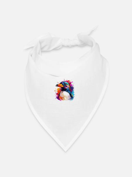 bunter Pinguin - Bandana Dreieckstuch - Weiß