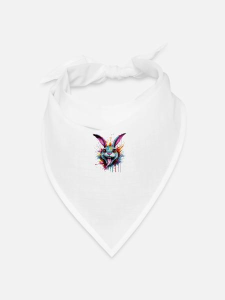 bunter & verrückter Hase - Bandana Dreieckstuch - Weiß