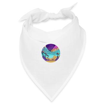 Psychedelischer Himmel über Wüste und Tal - Bandana Dreieckstuch - Weiß - Vorne
