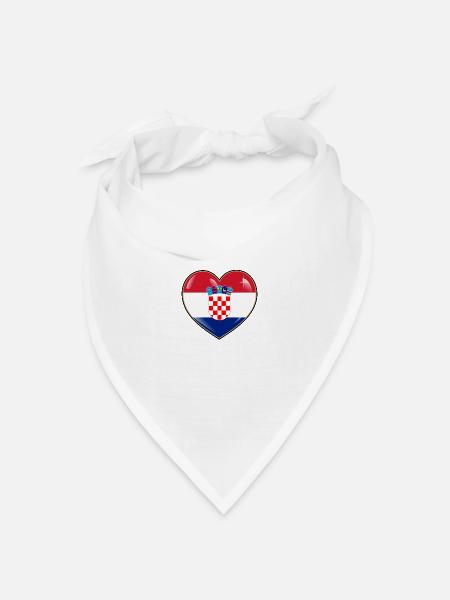 Kroatien Herz Flagge - Bandana Dreieckstuch - Weiß