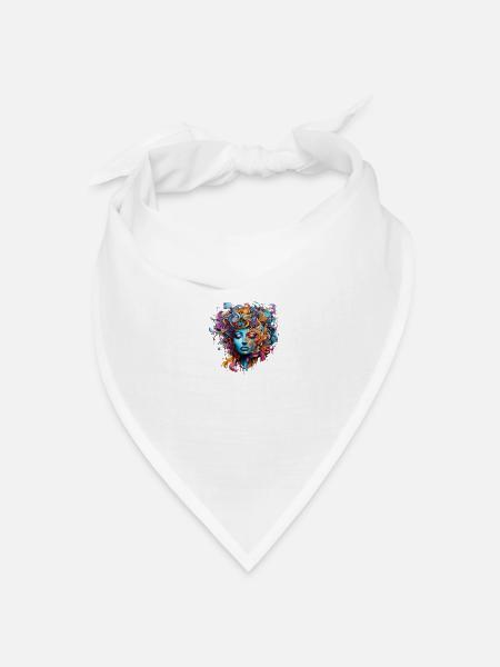 Modische Streetart Kunst Frau - Bandana Dreieckstuch - Weiß