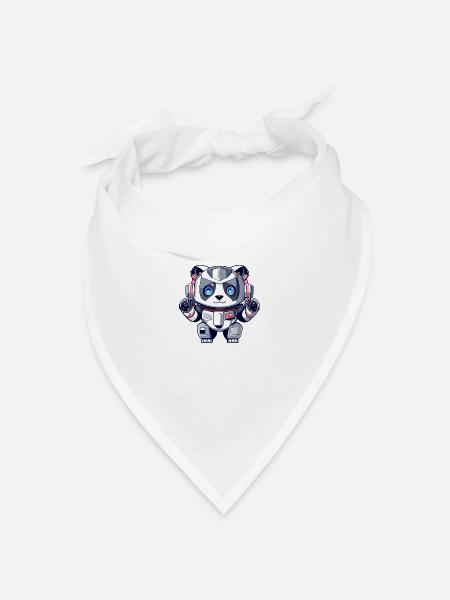 robot panda - Bandana Dreieckstuch - Weiß