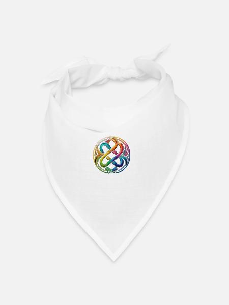 Ein keltischer Knoten in Regenbogen Farben - Bandana Dreieckstuch - Weiß