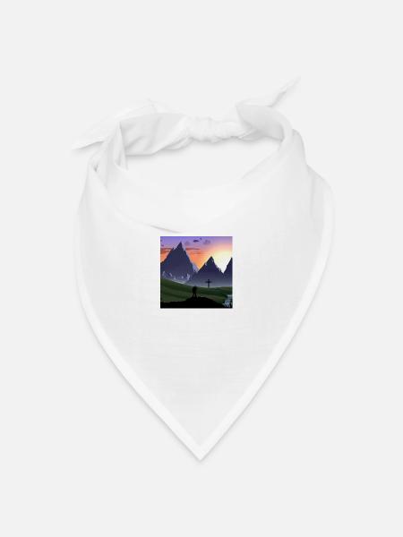 Berglandschaft - Bandana Dreieckstuch - Weiß