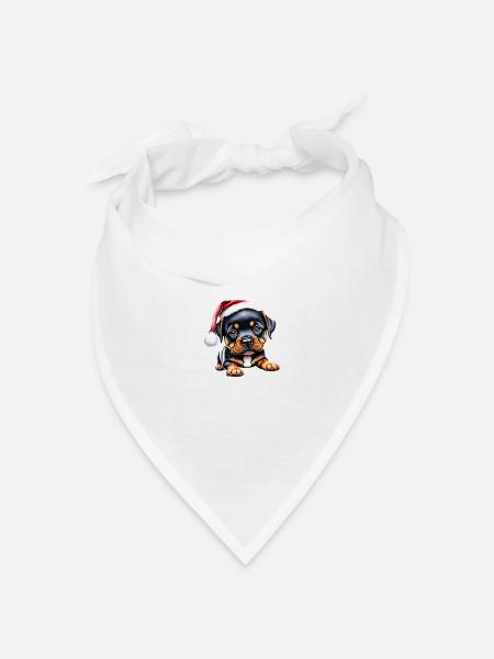 Rottweiler Hund Hundewelpe Weihnachten Hunde - Bandana Dreieckstuch - Weiß