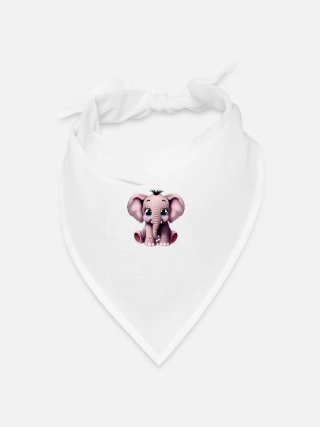 Baby-Elefant - Bandana Dreieckstuch - Weiß