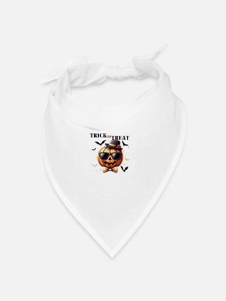 T-Shirt für Halloween.Witziger Kürbis - Bandana Dreieckstuch - Weiß