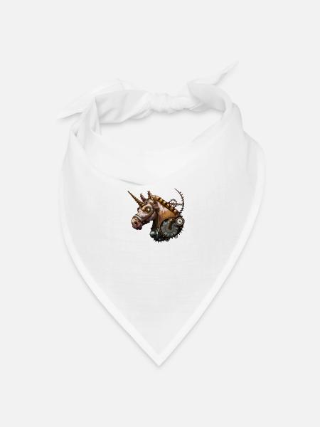 Steampunk Einhorn - Bandana Dreieckstuch - Weiß