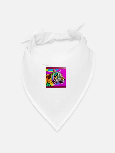 Tiger Farbig - Bandana Dreieckstuch - Weiß