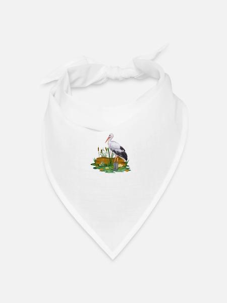 Storch in Gummistiefel - Bandana Dreieckstuch - Weiß