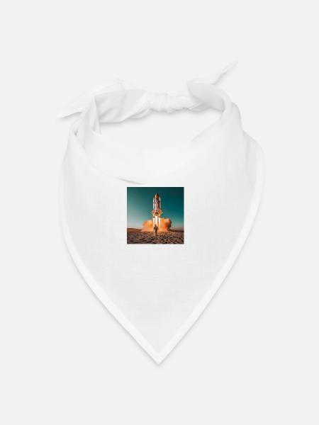 Astronaut mit Rakete - Bandana Dreieckstuch - Weiß