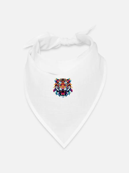 Illustration eines lebendigen Tiger-Logos - Bandana Dreieckstuch - Weiß