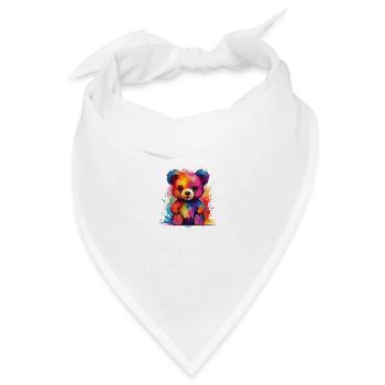 der bunte Teddy - Bandana Dreieckstuch - Weiß - Vorne