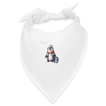 Pinguin Weihnachten Weihnachtsmütze Winterdesign - Bandana Dreieckstuch - Weiß - Vorne