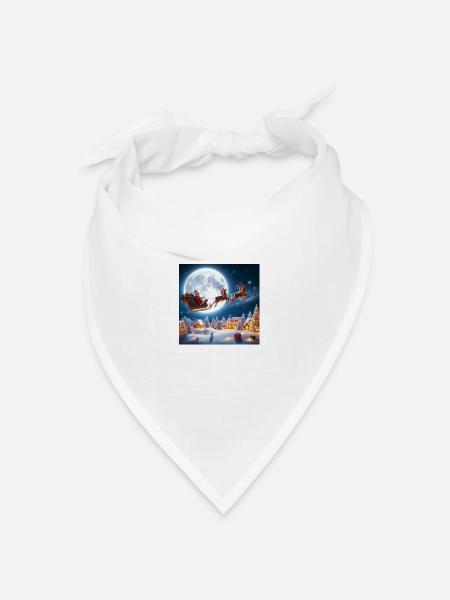 Weihnachtsmann Schlitten Rentier Weihnachtsbaum Weihnachtsgeschenke - Bandana Dreieckstuch - Weiß