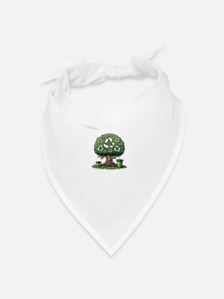 Grüner Baum der Nachhaltigkeit ♻️🌳 - Bandana Dreieckstuch - Weiß